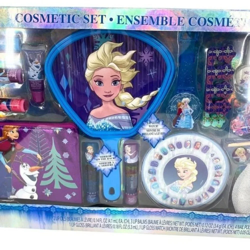 Disney Frozen Deluxe Girl’s Cosmetic Beauty Nail Hair Gift Set w/ Elsa Mirror